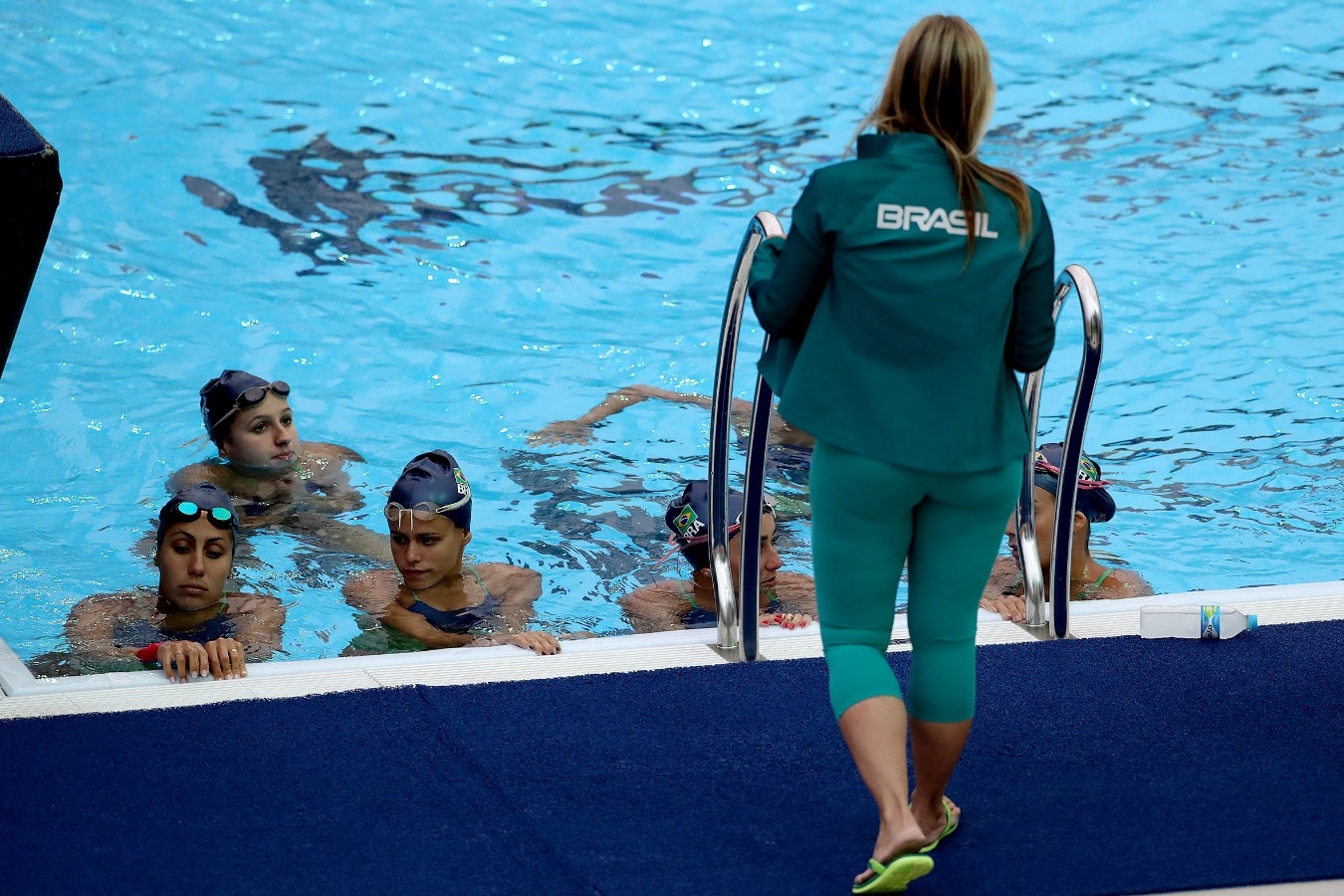 Treino da selecao brasileira de nado sincronizado no parque aquatico Maria Lenk. Jogos Olimpicos Rio 2016. 02 de Agosto de 2016, Rio de Janeiro,RJ,  Brasil. Foto: Satiro Sodré/SSPress/CBDA