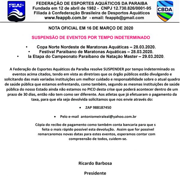 Campeonato Paraibano Absoluto e Masters de Natação. :: Notícia :: FEAP